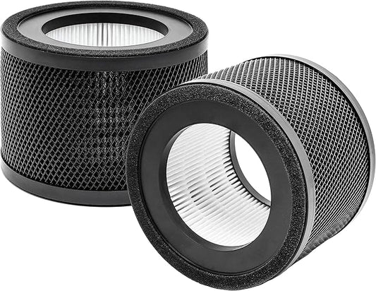 TT-AP001 True HEPA Filter Replacement, Compatible with TaoTronics TT-AP001 and and VAVA VA-EE014 Air Purifier, H13 True HEPA Filter & Activated Carbon Filter, 2 Pack