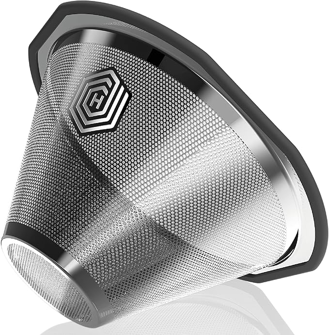 HEXNUB Reusable Coffee Filter for Kalita Wave 185 and OXO 8 Cup Coffee Makers, Stainless Steel Mesh, Durable Metal Filter for Sustainable Brewing – No more Paper Filters