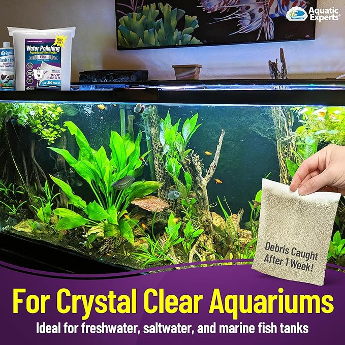 Aquatic Experts Aquarium Polishing Filter Pad, Water Polishing Pad for Aquarium Filters, Filter Floss for Fish Tank Filters, (100 Micron, 24" x 36" - 4 Pack)