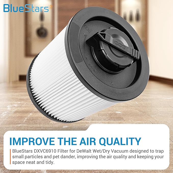 BlueStars Ultra-Durable Replacement DXVC6910 Vacuum Filter for 6 to 16-Gallon DeWalt Wet Dry Vacuum Cleaner DXV06P DXV09P DXV09PA DXV10P DXV10PL DXV10S DXV10SA DXV10SB DXV12P DXV14P - Pack of 2