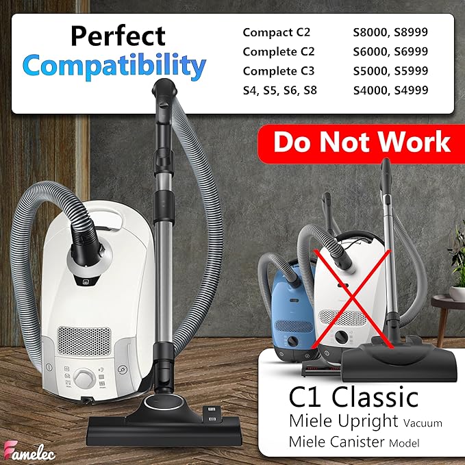 6 Pack SF-HA Hepa Filter for Miele Hepa Airclean 50 Filter, Miele Hepa Filter Replacement Model C3, S4, S5, S6, S8, S8000, S6999, Complete C2, C3, Compact C1, C2, Air Clean SF-HA 50 Hepa By FAMELEC