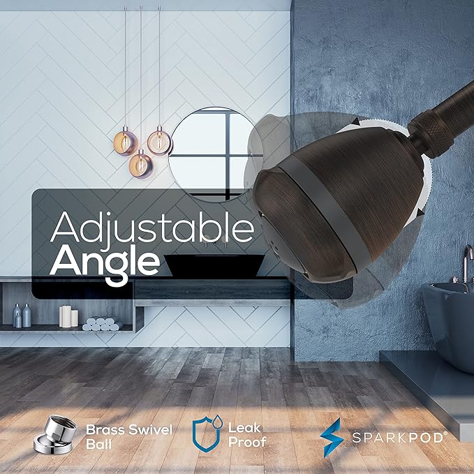 SparkPod 3-Inch Extreme High Pressure Shower Heads - Pressure Boosting with Rain, Massage & Pulsating Mode, Powerful Water-Saving Showerhead - 2.5 GPM Fixed Shower Head (Vintage Oil-Rubbed Bronze)