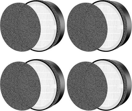 for LEVOIT LV-H132 Replacement Filters, Compatible with Laukowind LV-H132 3-in-1 Nylon Pre-Filter, High-Efficiency Activated Carbon True Filters, Part LV-H132-RF, 4 Pack