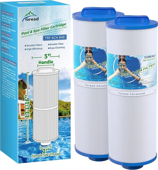 TOREAD 4CH-949 Spa Filter Replaces PWW50L, FIL50-5D13H15FCT-3, Filbur FC-0172, SD-01143, 817-4050, Rising Dragon 50, Waterway Teleweir 50 sqft Filter Cartridge 2PACK