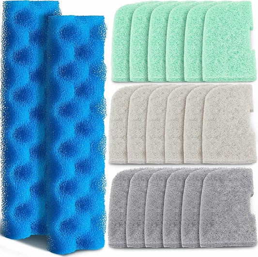 20 Pcs Aquarium Filters Replacement Filter Media Kits Compatible with Fluval 406/407, Including 2 Biological Foams, 6 Ammonia / 6 Phosphate / 6 Nitrite Remover