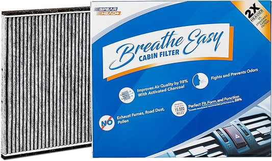 Spearhead Odor Defense Breathe Easy AC & Heater Cabin Filter, Fits Like OEM, Up to 25% Longer Lasting w/Activated Carbon (BE-132)