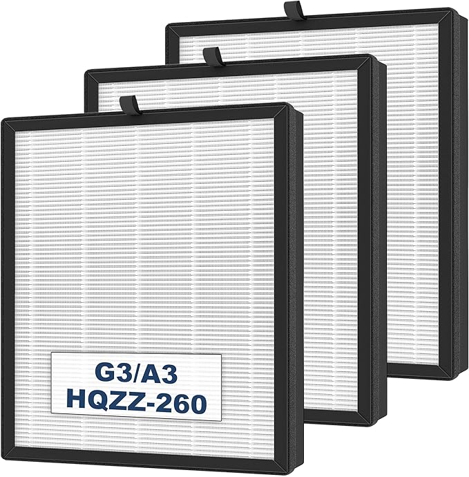 G3 A3 Air Purifier Replacement Filter for AMEIFU, Compatible with AMEIFU G3 Sferf-30 (FXAP2W), VEWIOR A3, And Tailulu HQZZ-260, 3-in-1 H13 True HEPA Filter, 3 Pack