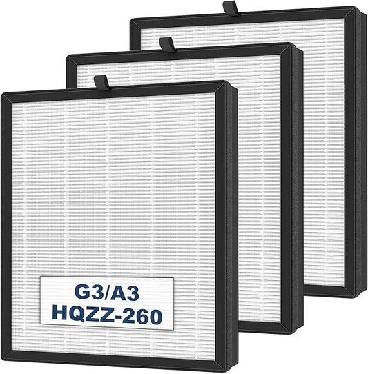 G3 A3 Air Purifier Replacement Filter for AMEIFU, Compatible with AMEIFU G3 Sferf-30 (FXAP2W), VEWIOR A3, And Tailulu HQZZ-260, 3-in-1 H13 True HEPA Filter, 3 Pack