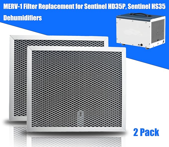 MERV-1 Compatible with Sentinel HD35P and Sentinel HS35 Dehumidifiers Crawlspace Dehumidifiers Filter（ 2 Pack）