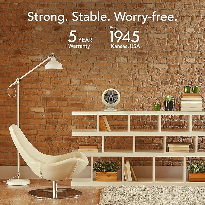 Vornado VFAN™ Mini Classic Vintage Fan, Retro Metal Air Circulator, For Desk & Bedside, 2 Speeds, Adjustable Tilt, Personal Cooling with Targeted Airflow, Quiet Fan, Vintage White