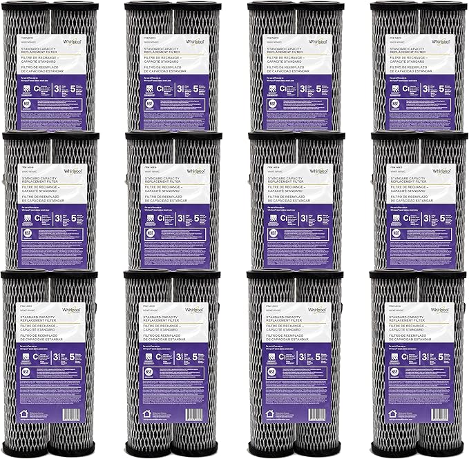 Whirlpool CTO Carbon Wrap Water Filter WHKF-WHWC, Full Case of 24 Filters, NSF Certified 5-Micron Reduces Sediment, Chlorine Taste & Odor for Whole House Filtration or Undersink Drinking System