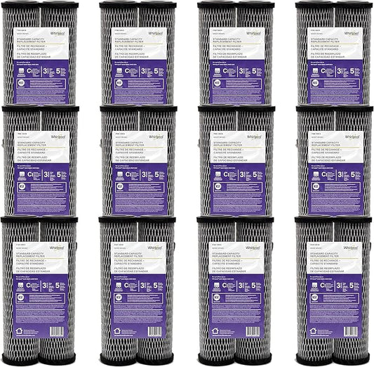 Whirlpool CTO Carbon Wrap Water Filter WHKF-WHWC, Full Case of 24 Filters, NSF Certified 5-Micron Reduces Sediment, Chlorine Taste & Odor for Whole House Filtration or Undersink Drinking System