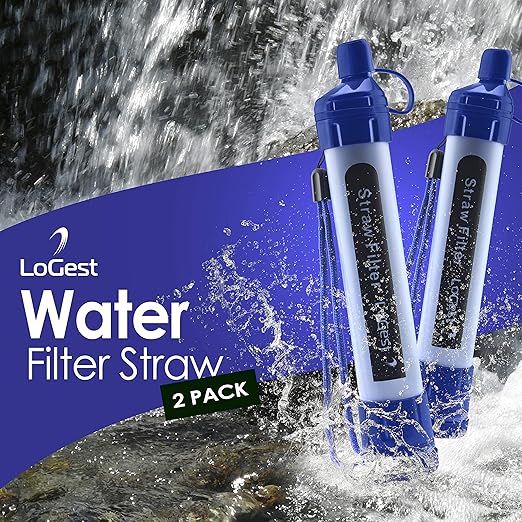 2 Pack Water Filter Straw - Water Purifying Device - Portable Personal Water Filtration Survival - for Emergency Kits Outdoor Activities and Hiking - Water Filter Camping Travel Survival Backpacking